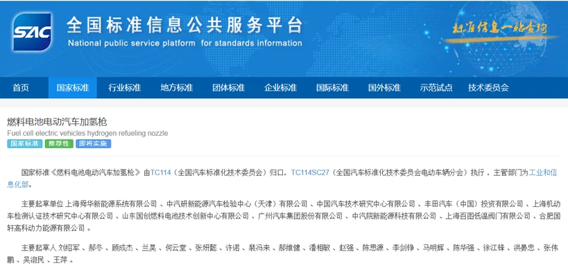 Sunwise-led revision of the national hydrogen refueling nozzle standard is published — original image