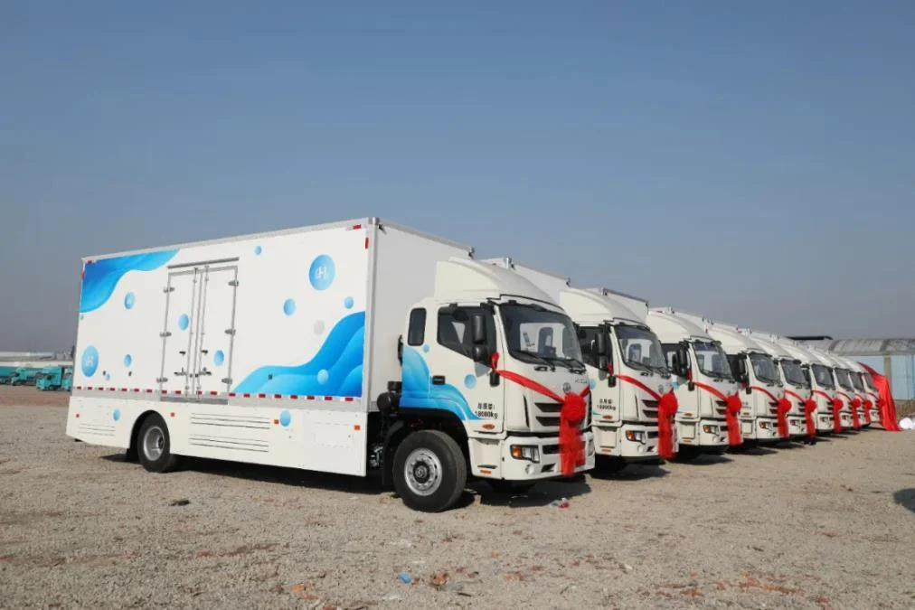 Shanghai Qingzhi delivers 20 fuel cell logistics vehicles with Sunwise hydrogen systems — original image
